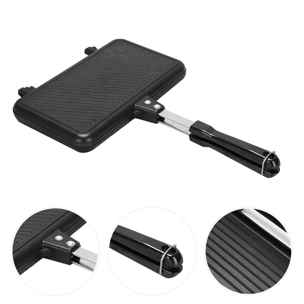 Sartén antiadherente de doble cara para hacer sándwiches de aluminio para desayunar, queso a la parrilla y cocinar en fogatas 9