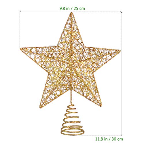 Stobok Christmas Tree Star Topper Lights,Xmas Tree Glittered Tree-Top Lamp Ornament Party Home Decor,Gold (Gold 1) #TOP3