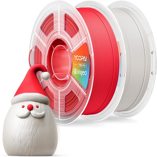 YOOPAI PLA+ Matte Filament 1.75mm, 2KG (4.4lbs) 3D Printer Filament, Dimensional Accuracy +/- 0.02 mm, Bone White+Scarlet Red