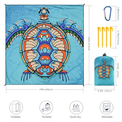 Image of WIWIGO Beach Blanket Waterproof Sandproof Beach Mat 79 inch X 83 inch /10'x9'for 2-8 Adults Quick Drying Outdoor Picnic Mat Beach Accessories for Travel, Camping, Hiking
