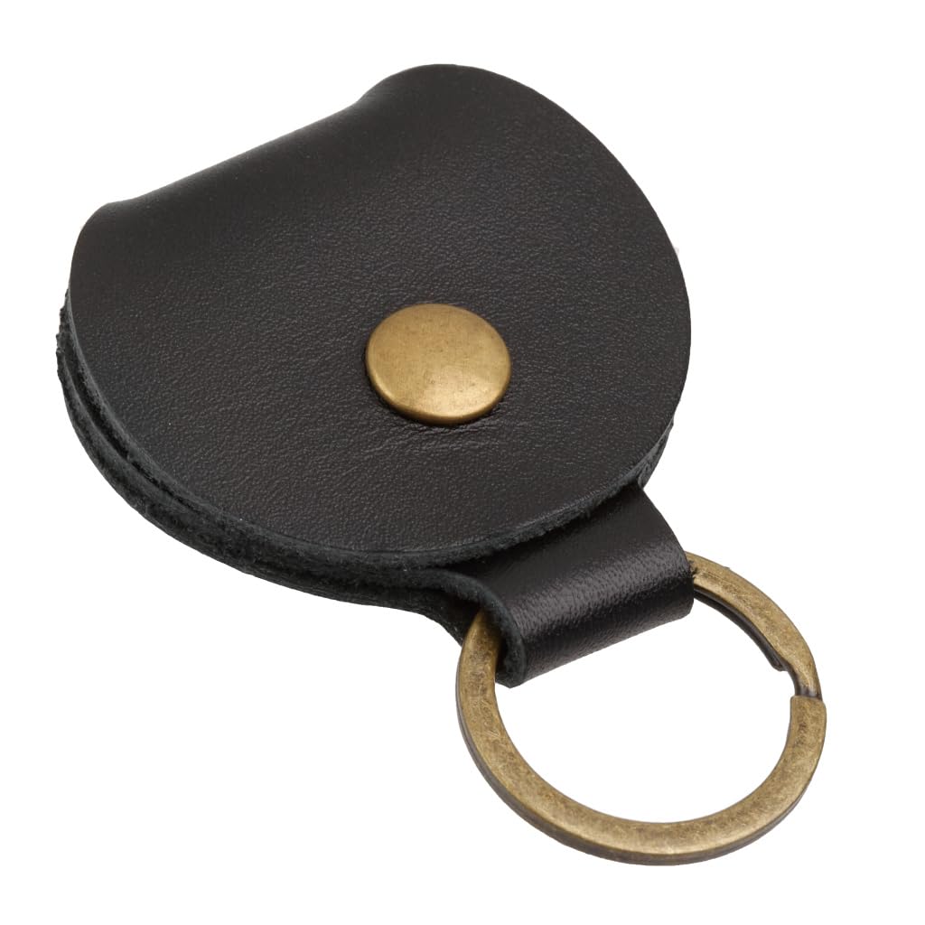Harts Genuine Black Leather Pound Pouch with a Trolley Token of your selection Fob Keyring Pound Pouch Keychain Key Ring Holder