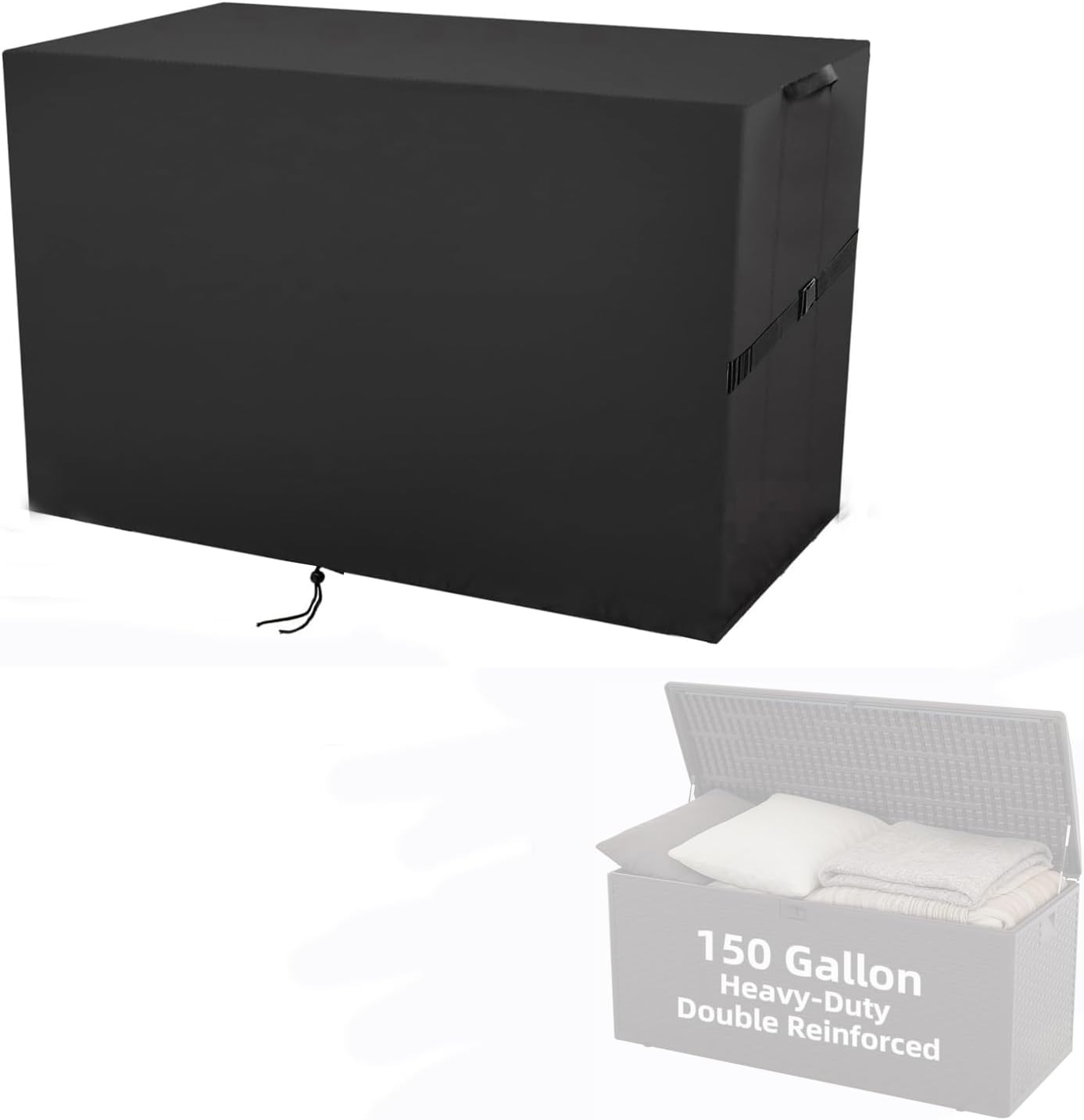 Deck Box Cover for Ortus Collective 150 Gallon Deck Box, Double Layer Waterproof Resin Storage Box Covers for Patio, Garden, Pool- 60 ''L x 27''W x 27 ''H