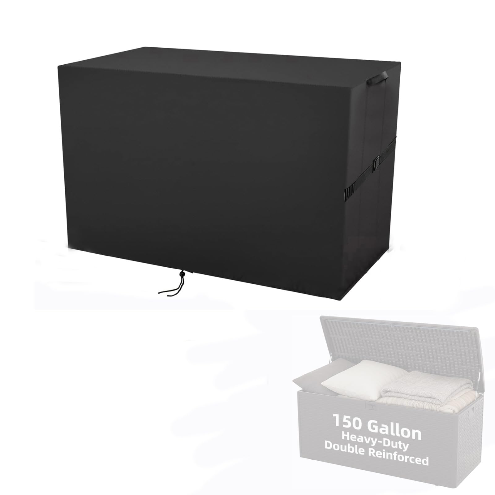 Aidetech Deck Box Cover for Ortus Collective 150 Gallon Deck Box, Waterproof Resin Storage Box Bin Covers Patio Furniture Side Table Cover- 60 ''L x 27''W x 27 ''H