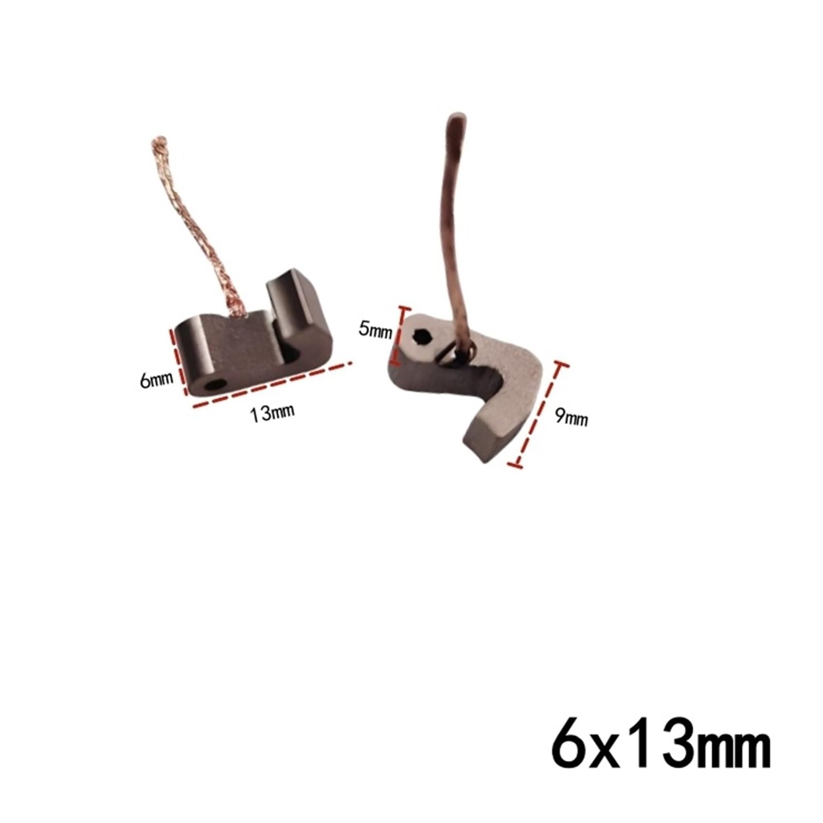 10 Uds. Escobillas de carbón for motor de 6x13mm, tipo gancho Packer DC