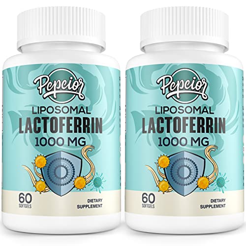 Pepeior Liposomal Bovine Lactoferrin 1000 mg - for Iron Absorption & Immune Function Lactoferrin Supplements for Adults 60 Softgels (2 Bottle)