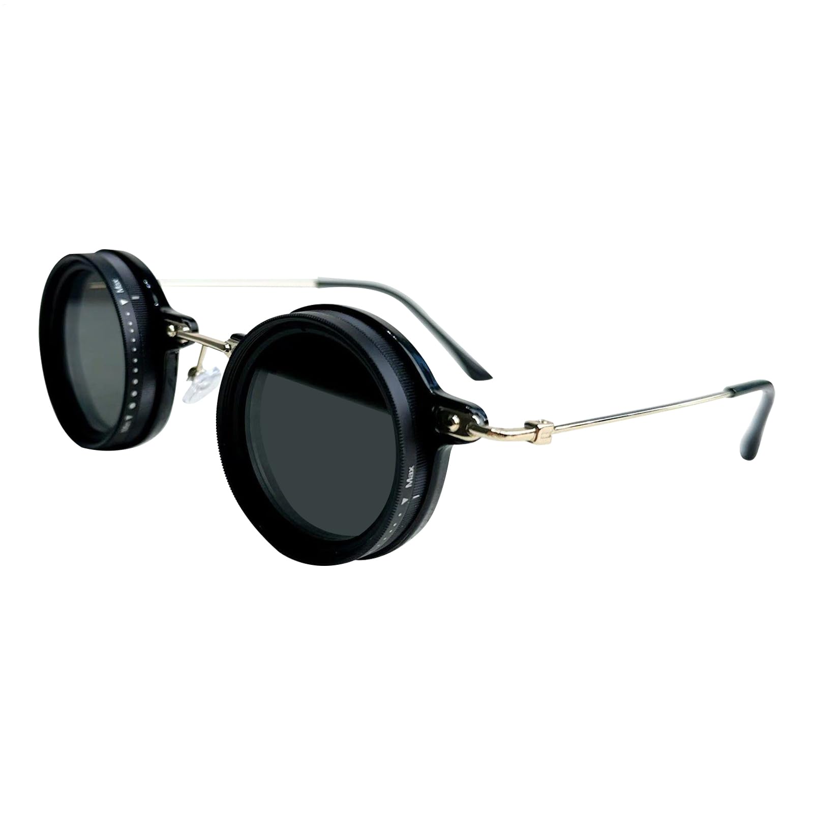 Lentes de sol ajustables con tinte ajustable, lentes de sol redondeados ND de 9 engranajes, accesorio de gafas multifuncionales, pantallas de control de luz para deportes, al aire libre, playa