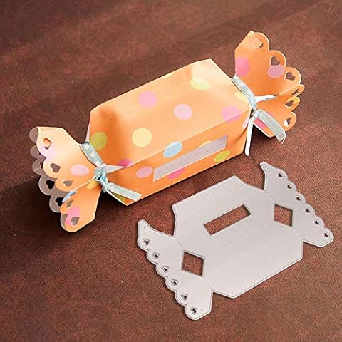 lamta1k Candy Box Cutting Dies,DIY Scrapbooking Paper Cards Making Punch Stencil Mold,Embossing Folder Template Craft Decor Tool Gift (Silver) Cover