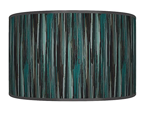 New Stripe Abstract Lampshade Teal Blue Grey Ceiling Light Handmade Drum Lamp Shade Floor Table or Ceiling Pendant Light Shade dz215 (Teal Blue Grey, 35cm(14"))