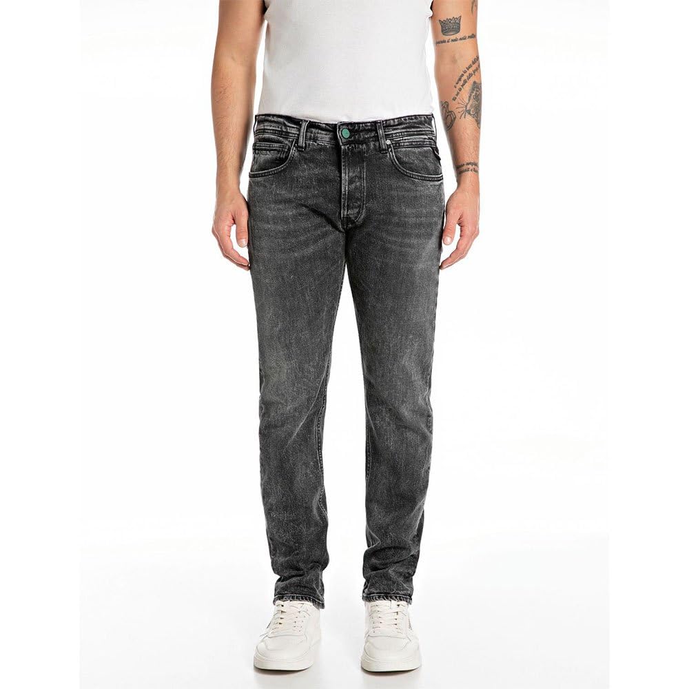 REPLAY Herren Jeans Grover Straight-Fit Original, Grau (Dark Grey 097), 28W / 32L