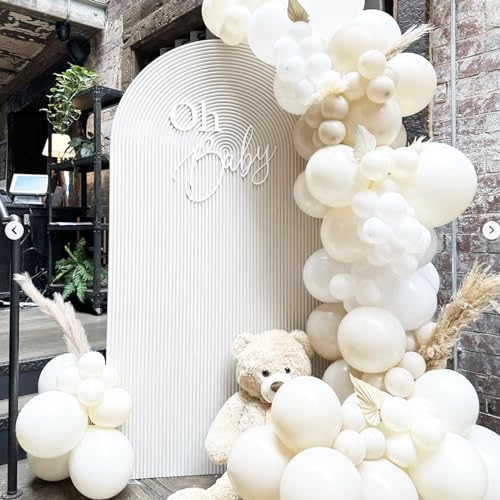 Image of Voircoloria 90pack White Sand Balloons Different Size 18 /12 /10 /5 Inch Sand White Balloon Garland Arch Kit for Wedding, Bridal, Baby Shower, Birthday, Graduation, Anniversary, Bachelorette Decorations