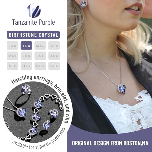 Image of Leafael Gift Necklaces for Women, Infinity Love Birthstone Heart Crystal Pendant, Birthday Anniversary Jewelry for Wife, Mom, and Her, Silver Plated, 18 inch + 2 inch Adjustable Chain
