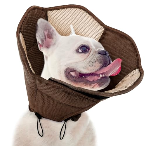 Image of Dog Cone - Soft Cone for Dogs to Stop Licking, Pet E-Collar Alternative After Surgery, Adjustable Pet Recovery Collar for Wound Healing, Brown Small