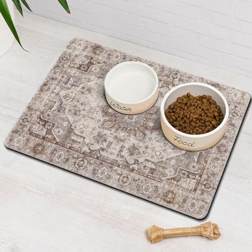 Dog Food Mat for Floors Waterproof Quick Dry Pet Placemat Cat Feeding Bowls Mats for Food and Water, Eco-Friendly Dog Accessories Diatomite Pets Supplies 12" X 20"