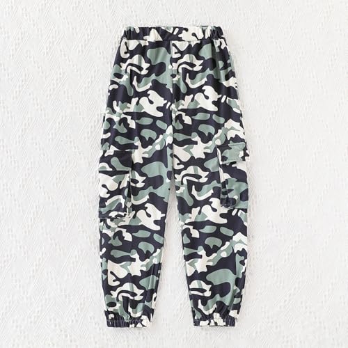 Image of Azmxynol Girls Clothes 2 Piece Outfit Ribbed T-Shirt Top + Cargo Pants, Girls Fall Clothing Set, Sizes 5-16 Years