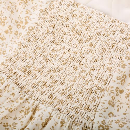 Image of Belle Poque Sun Dresses for Women Spring Summer Floral Midi Flowy Spaghetti Ruffle Wedding Guest Tea Party Dress