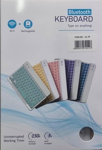 Bluetooth Wireless Keyboard, Rechargeable, Long Battery Life, Portable, Wi-Fi Compatible, White