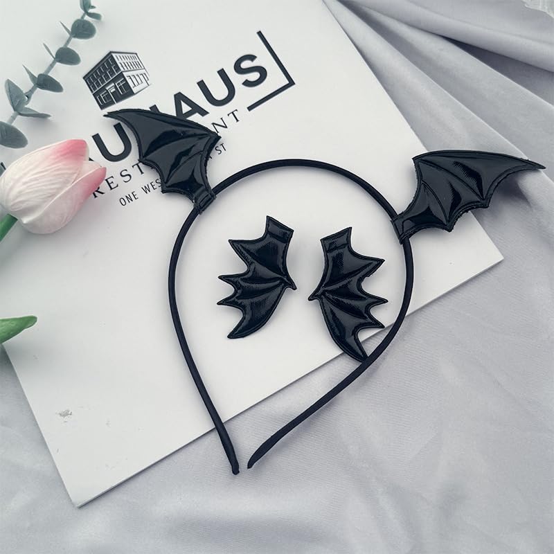 Guqqeuc Black Bat Wing Headband Halloween Bat Hair Clip for Women Halloween Bat Headband Devil Wings Barrettes Cosplay Costume Head band Halloween Hair Band Bat Hairpin Halloween Accessories 3Pcs - Image 2