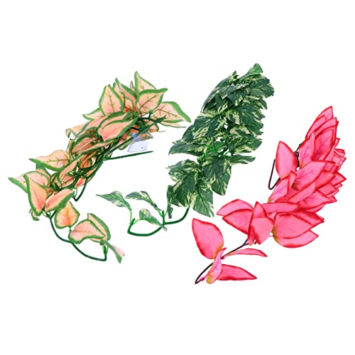Abaodam 3Pcs Bendable Jungle Vines for Reptile Habitat Artificial Climbing Plants for Terrarium Decor Flexible Design for Snakes Lizards and Amphibians