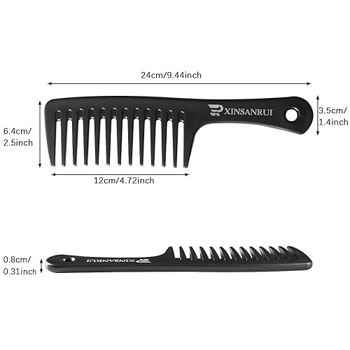 Miniatura 3 de XINSANRUI Peine de dientes anchos para cabello rizado, peine desenredante grande para cabello largo, cabello húmedo (blanco + negro)