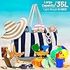 Lubardy Strandväska XXL familj badväska stor med dragkedja shopper damer stora strandväskor män strandväska enkel strandväska, blå och vita ränder, blå, 50.0 cm * 20.0 cm * 35.0 cm #4