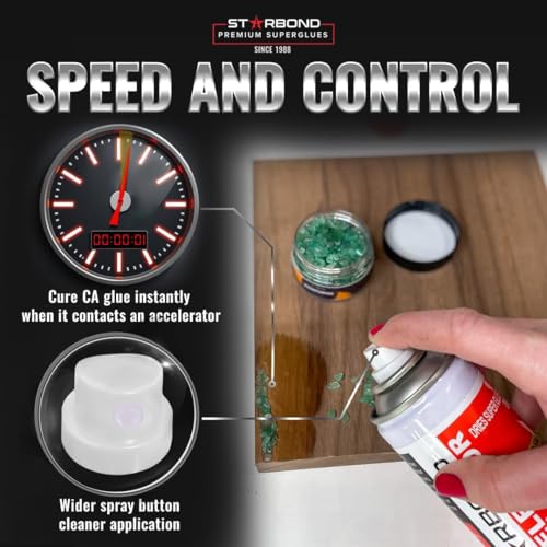 Image of Starbond Thin CA Glue with Activator Bundle (4 oz. + 6 oz.) - Premium Cyanoacrylate Super Glue with Aerosol Accelerator - for Woodworking and Repair, Pen Turning, CA Finish, Inlays, Luthiery, Crafts