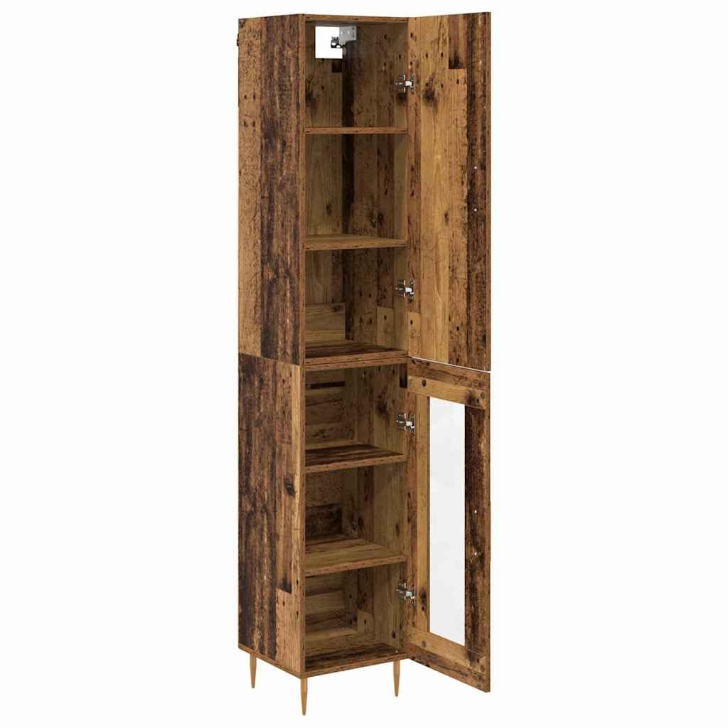 Highboard Lot de 2 buffets en bois vieilli avec portes et étagère, meubles modernes pour salon, salle à manger, armoire de rangement étroite, commode rustique pour l'ordre et le rangement