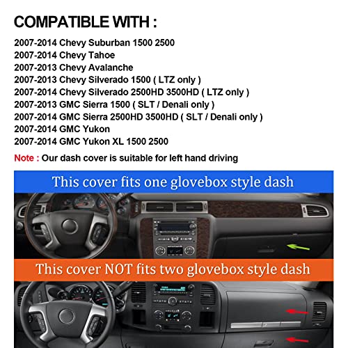 image for HanLanKa Dashboard Cover Dash Mat Compatible with 2007-2014 Chevy Chev
