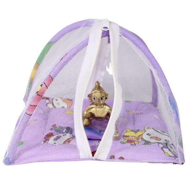 Laddu Gopal Luxury Bed Mosquito Net with Pillow/Machardani for Krishna Ji (Random Color and Design) for 0-4 Number Thakur ji Idol