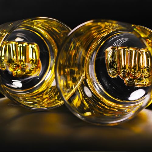 Image of Melbify Gold Knockout Whiskey Glass Gift Set | 6 pcs Set| 300 ml | Premium Packing | Gift Box | Gold-Bottomed | Imported | Luxurious | Ideal for Wedding Gifts, Anniversary, VIP and Corporate Gifts