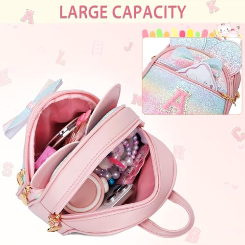 KKXIU Initial Bowknot Mini Backpacks for Girls Women, Small Cute Backpack Purse, Personalized Birthday Gifts for Toddler, Kids and Teen Girls(S, Rainbow) by KKXIU - Used condition - Image 6