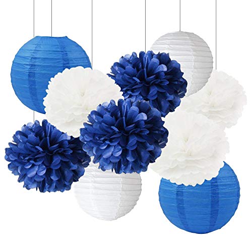 2023 Graduation Party Decorations Navy Furuix White Navy Blue Paper Lanterns Mixed Package for Navy Blue Themed Party Wedding, Bridal Shower Decor Baby Shower Decoration 2023 Graduation Party Supplies