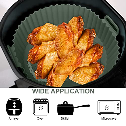 2Pcs Air Fryer Silicone Liners 3 To 5 Qt, Air Fryer Silicone Pot Food Safe Non Stick Air Fryer Basket Bowl Accessories, Reusable Replacement Of Flammable Parchment Liner Paper (Top 8In, Bottom 6.75In) #TOP2