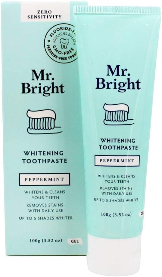 Mr. Bright Whitening Fluoride Free Toothpaste Gel Peppermint 3.52 oz. Health