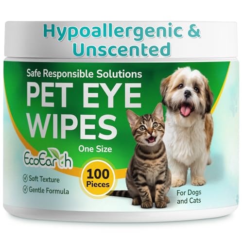 Premium Eye Wipes for Dogs & Cats - 100 Pcs - Pet Eyes Cleaning Pads to Remove Tear Stains, Crust & Discharge - Perfect for Pets Daily Care - Helps with Itching & Dryness - Pre-Soaked & Disposable