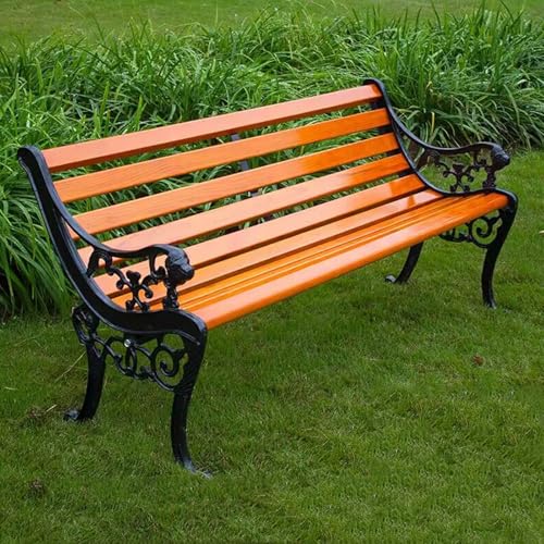 TUPAFJU Banco de Hierro Forjado para Exterior, Resistente a la Intemperie, con Respaldo de Madera, con Capacidad de Peso de 1000 Libras, para jardín, Parque, Patio, Exterior(100cm/39.3in)