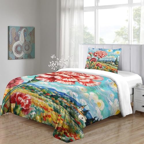 Housse de couette microfibre 135x200cm imprimée 3D œillets - 5