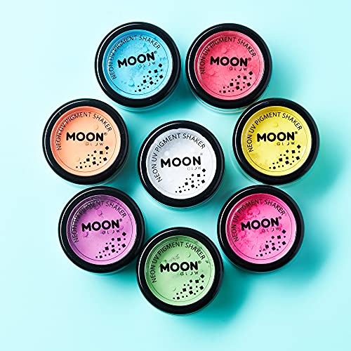 Moon Glow - Blacklight Neon Uv Pigment Shaker 0.1Oz Set Of 8 – Glows Brightly Under Blacklights/Uv Lighting! Use On The Face/Body, As Loose Eye Shadow And For Nail Art #TOP3