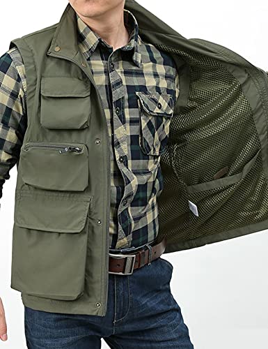 Yimoon Men’s Utility Fishing Vest Summer Lightweight Safari Travel Cargo Vest Outdoor Work Vests Multi Pockets2