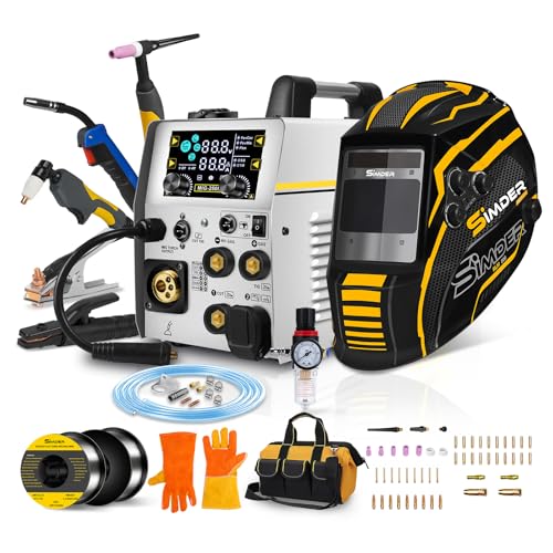 Image of SSIMDER 160A MIG Welder 6-in-1 Plasma Cutter, Helmet Tool Bag | Flux Core Welding, Lift TIG & Stick, Dual Voltage, MIG TIG Consumables, Gloves,40A Cut Output, Synergic Mode