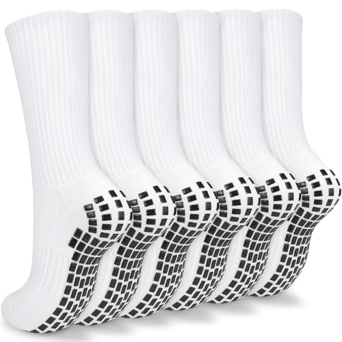 Mens 3 Pairs Anti Slip Football Socks,Non Slip Football/Basketball/Hockey Sports Grip Socks,Cotton Trainer Running Walking Hiking Socks For Mens.