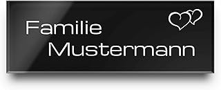 Namensschild aus Hochglanz Acrylglas - individuell graviertes Namensschild in schwarz oder anthrazit | wahlweise blank, selbstklebend oder mit Bohrlöchern - ab 5x2 cm