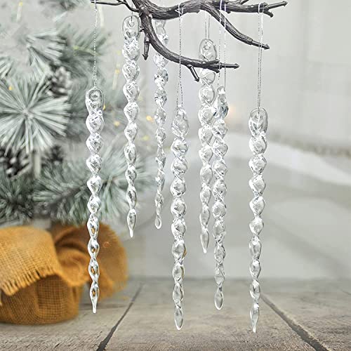 DAHI 25pcs 5inch Christmas Icicle Onaments Christmas Clear Acrylic icicles Ornaments Tree Decorations?icicles 25pcs