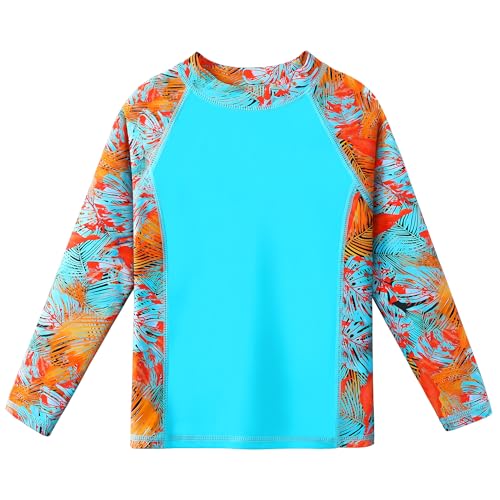 Image of BAOHULU Girls Rash Guard Swimsuit 2 Pieces Long Sleeve Bathing Suit UPF 50+ Quick Dry Beach Swimwear Size 3-14 Years