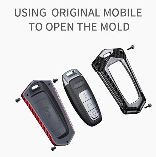 Miniatura 3 de Para Audi A6 A7 A8 Q8 Fibra de Carbono Llavero Llavero Cubierta Shell 1 Set Añadir