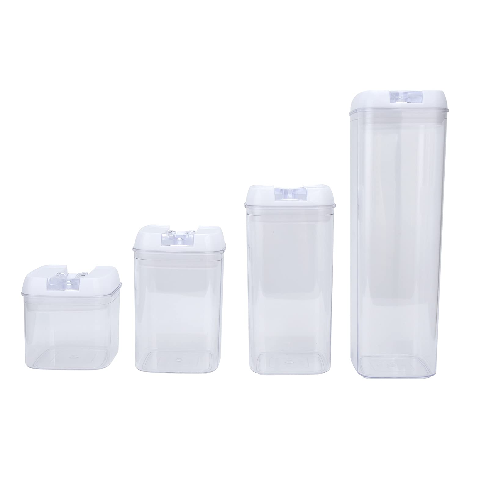 Juego de 14 piezas de tarros rectangulares sellados con tapa, recipiente para leche en polvo, organizador de almacenamiento de cocina para harina, azúcar, arroz, nueces, frijoles, (Funda blanca con