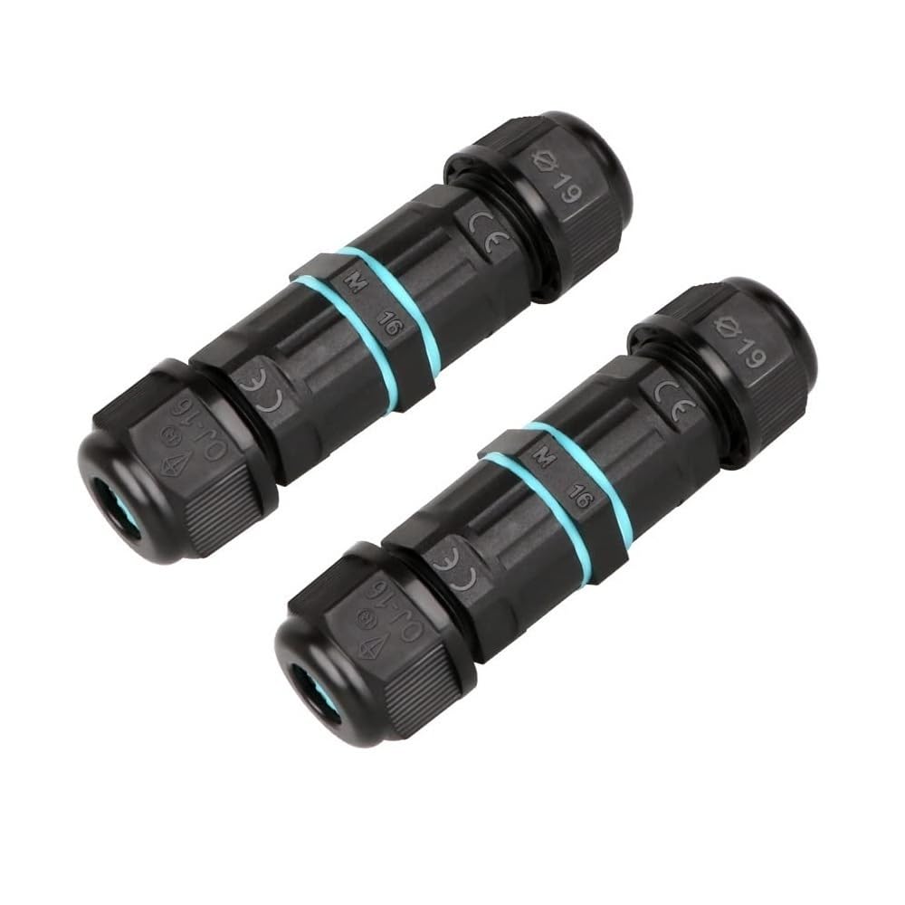 StoneMaxi IP68 Waterproof Junction Box Outdoor Cable Connector, 3 Pin Connectors for Outside Cables, 2-Way Wire Extension Electrical Cable Protector for Cable Diameter Ø 4mm-8mm (2 Packs - 3 Pin)