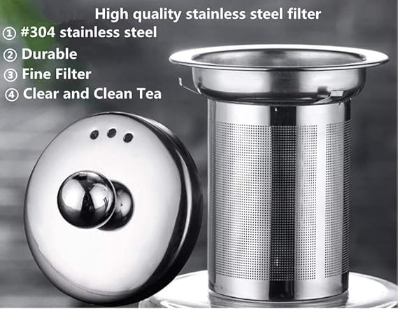 Image of Borosilicate Glass stovetop Kettle with Stainless Steel Infuser teapot to Infuse Tea Coffee Black Tea harbal kadha Tea Pot for Making Green Tea (Square Teapot 550ML)