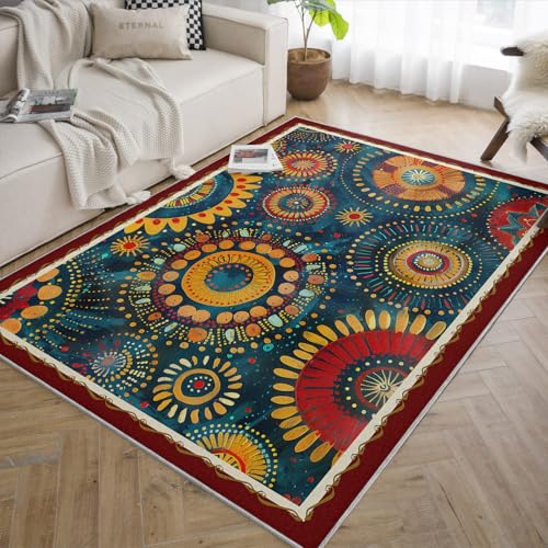 Tapis de chambre lavable à poil bas géométrique abstrait - 5
