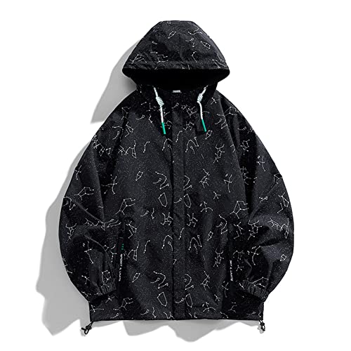 Veste à capuche surdimensionnée homme noir Youllyuu coupe-vent XL