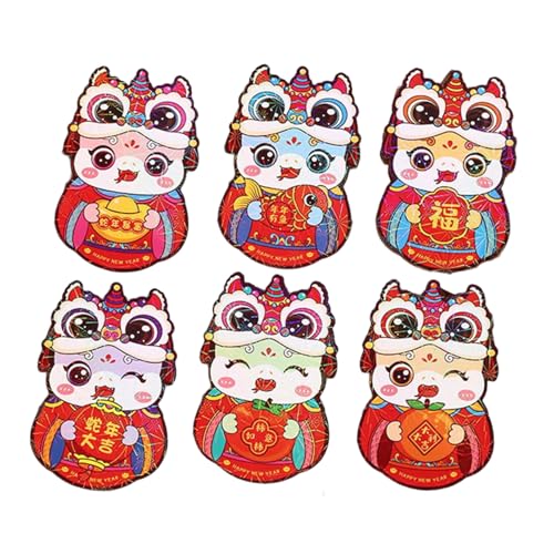 春祭りの6ピースフェスティバルの赤みのパケット漫画2025年の蛇のお金の封筒スタイリッシュなホンバオ年